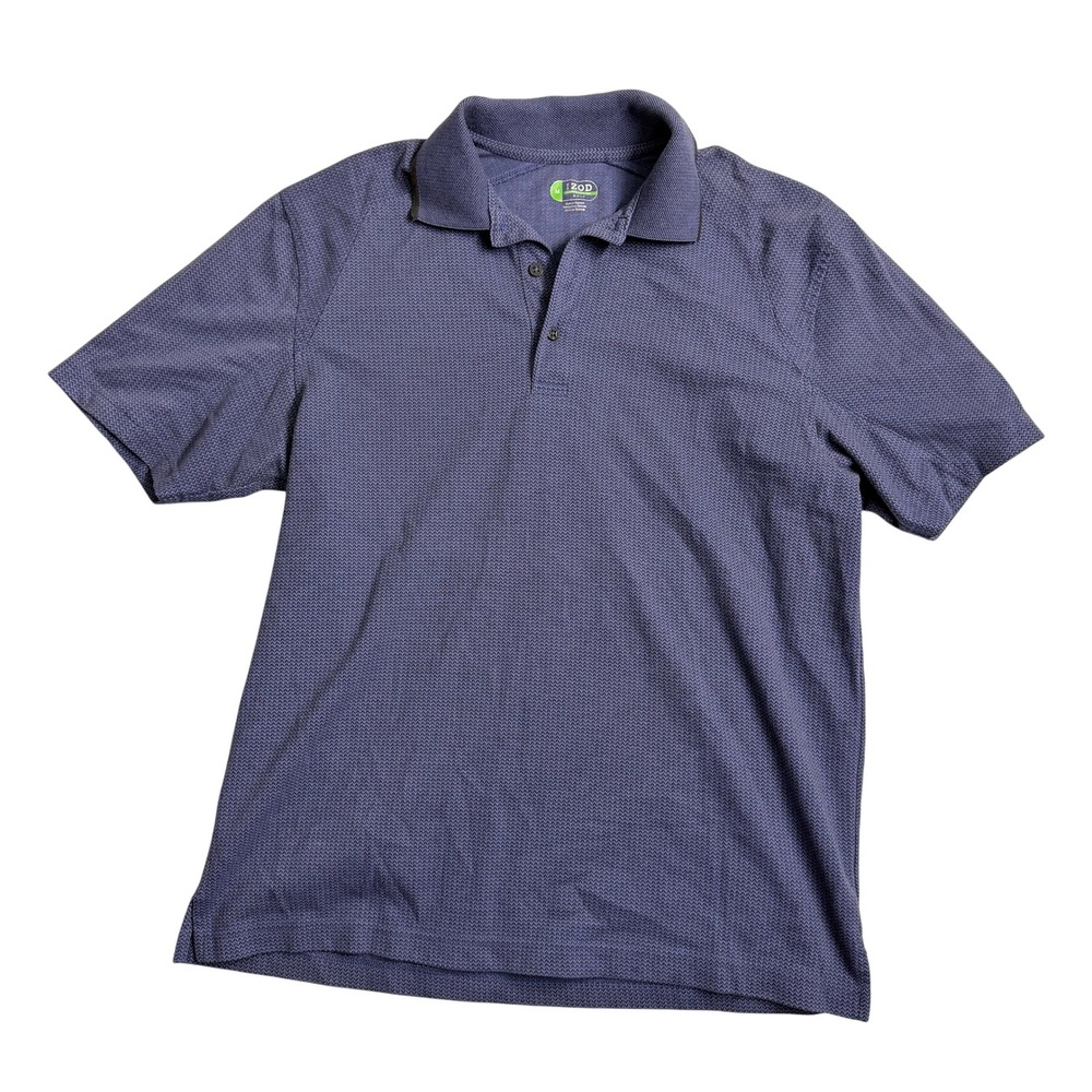 IZOD Golf Polo Shirt‎ Men Medium Blue Micro Pattern Short Sleeve Casual Top
